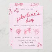 Galentine's Day Valentijnskaarten Uitnodiging voor (Voorkant / Achterkant)