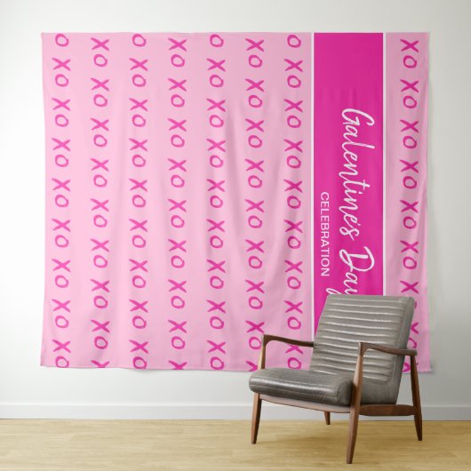 Galentine's Day Viering Roze XOXO patroon Wandkleed (In Situ (horizontaal))