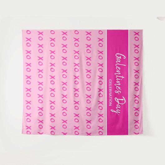 Galentine's Day Viering Roze XOXO patroon Wandkleed (Voorkant (horizontaal))