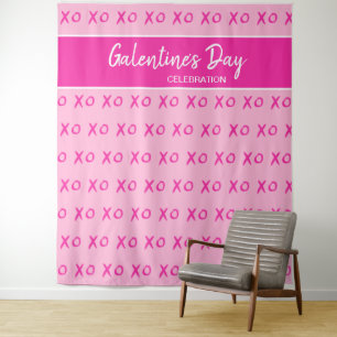 Galentine's Day Viering Roze XOXO patroon Wandkleed