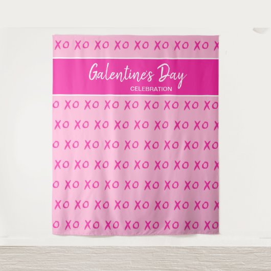 Galentine's Day Viering Roze XOXO patroon Wandkleed (Voorkant)