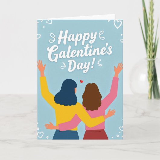 Galentines Day Vriendschaps Hartjes Kaart (Voorkant)