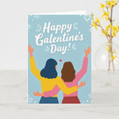 Galentines Day Vriendschaps Hartjes Kaart (Gele Bloem)