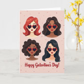 Galentines Day Vrouwen Hart Kaart (Gele Bloem)