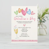 Galentine's Day Waterverf Harten Invitation Kaart (Staand voorkant)