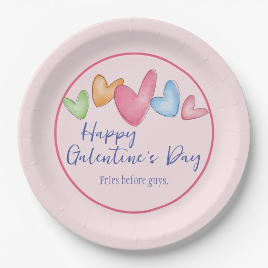 Galentine's Day Waterverf Harten Papier Bord (Voorkant)