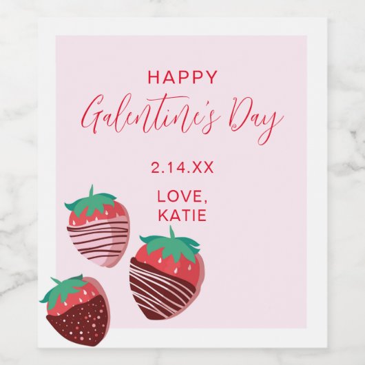 Galentine's Day Wijn Mousserende Wijn Label Strawb Etiket (Enkel label)