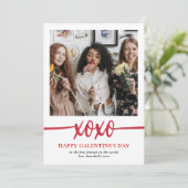 Galentines Day XOXO Photo Holiday Kaart (Staand voorkant)