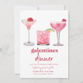 Galentines Diner Valentijn Meisjes Nacht Uitnodige Kaart (Voorkant)