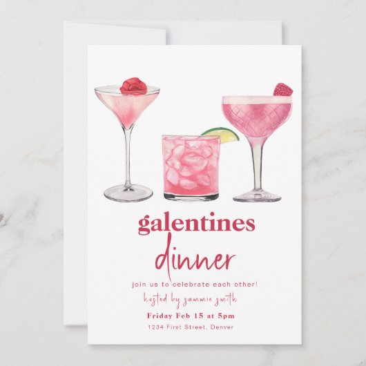 Galentines Diner Valentijn Meisjes Nacht Uitnodige Kaart (Voorkant)