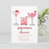 Galentines Diner Valentijn Meisjes Nacht Uitnodige Kaart (Staand voorkant)