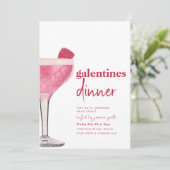 Galentines Diner Valentijn Meisjes Nacht Uitnodige Kaart (Staand voorkant)