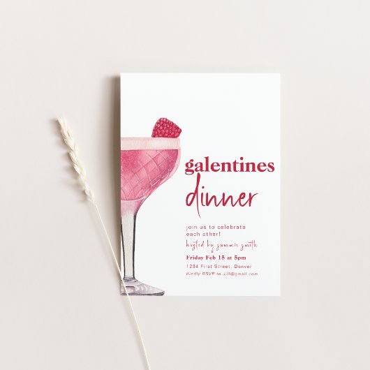 Galentines Diner Valentijn Meisjes Nacht Uitnodige Kaart