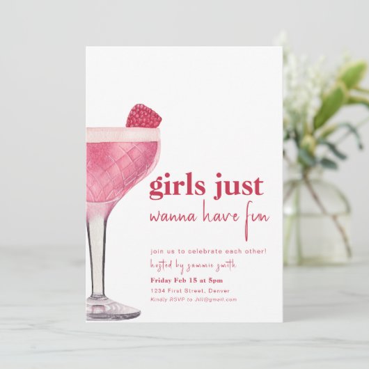 Galentines Diner Valentijn Meisjes Nacht Uitnodige Kaart (Staand voorkant)