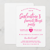 Galentine's Favoriete Dingen Feest Kaart (Voorkant / Achterkant)