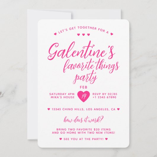 Galentine's Favoriete Dingen Feest Kaart (Voorkant)