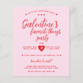 Galentine's Favoriete Dingen Party Budget Uitnodig Flyer