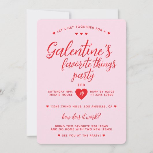 Galentine's Favoriete Things Party Valentijns Kaart (Voorkant)