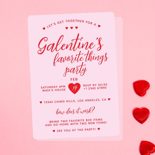 Galentine's Favoriete Things Party Valentijns Kaart