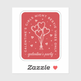 Galentines feest bestie meisjes nacht rode harten sticker