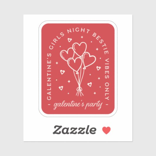Galentines feest bestie meisjes nacht rode harten sticker (Vel)
