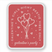 Galentines feest bestie meisjes nacht rode harten sticker (Voorkant)
