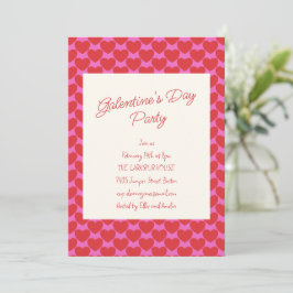 Galentine's Feest Roze en Rode Hart Valentijnsdag Kaart