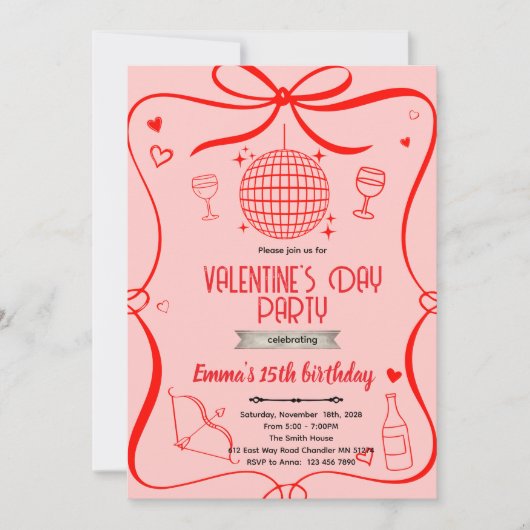 Galentine's feest uitnodiging  (Voorkant)