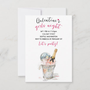 Galentines-feestuitnodiging Champagne & Disco Bal RSVP Kaartje
