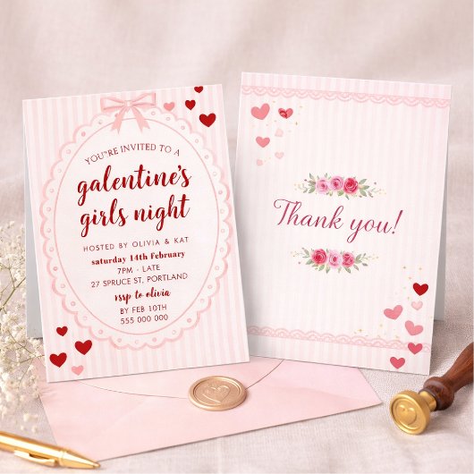 Galentine's Girls Night Invitation Template Kaart