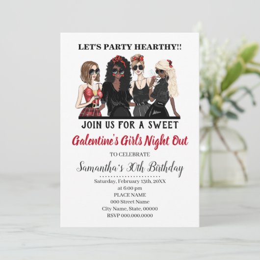 Galentine's Girls Night Out Valentijnse Partij Kaart