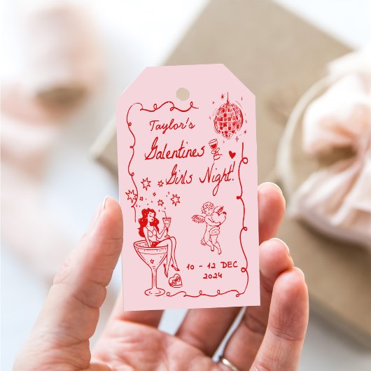 Galentines Girls Night Party Valentijn Party Getek Cadeaulabel