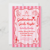 Galentine's Girls Night Pink Red Hand Drawn Party Kaart (Voorkant)