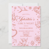 Galentine's Girl's Night Valentine's Day Party Kaart (Voorkant)