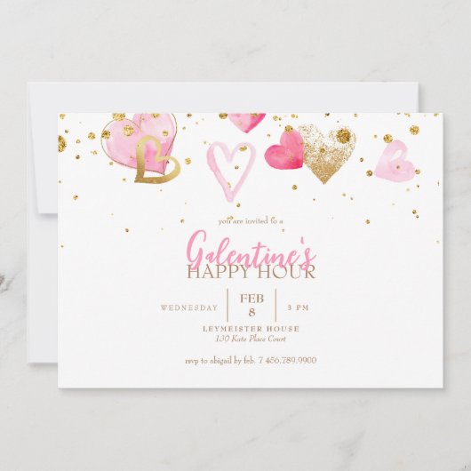 Galentine's Happy Hour-uitnodiging Kaart (Voorkant)