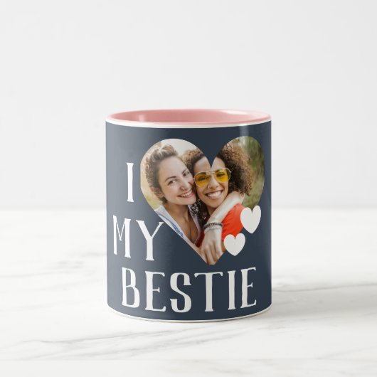 Galentines Ik hou van mijn beste gepersonaliseerde Tweekleurige Koffiemok (Center)