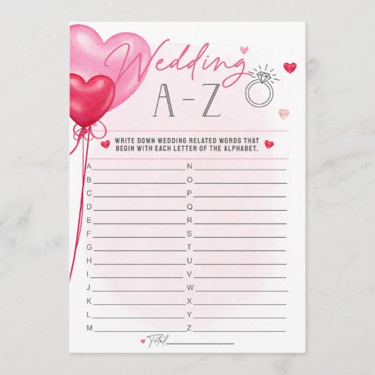 Galentine's liefde zit in het Air A-Z bruidsspel Menu (Voorkant)