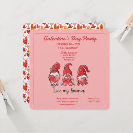 Galentine's Love My Gnomies Party Invitation Kaart