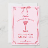 Galentine's Martini Whimsical Girly Rood en roze Kaart (Voorkant)