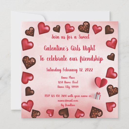 Galentine's Meidenavond  Kaart (Voorkant)
