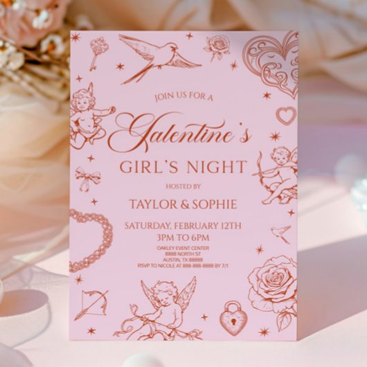 Galentine's Meidenavond Valentijnsdagfeest Kaart