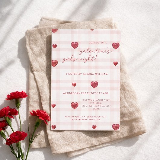 Galentines Meidenavondfeest Minimalistisch Hart Ro Kaart