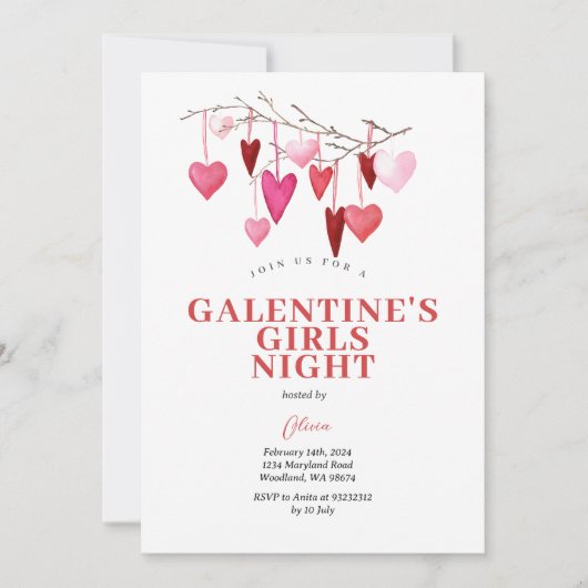 Galentine's Meisjes Nacht Valentijn's Balloon Part Kaart (Voorkant)