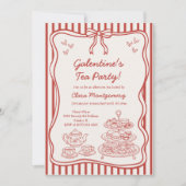 Galentines Middagthee Feestje Handgetekend Kaart (Voorkant)