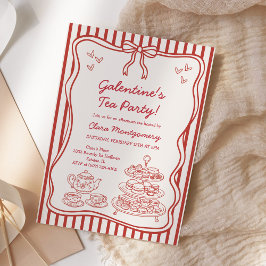 Galentines Middagthee Feestje Handgetekend Kaart