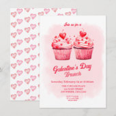 Galentine's Palentine's Day Cupcake Heart Brunch Kaart (Voorkant / Achterkant)