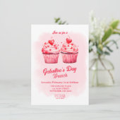 Galentine's Palentine's Day Cupcake Heart Brunch Kaart (Staand voorkant)