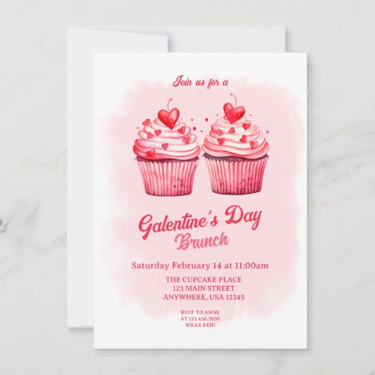 Galentine's Palentine's Day Cupcake Heart Brunch Kaart (Voorkant)