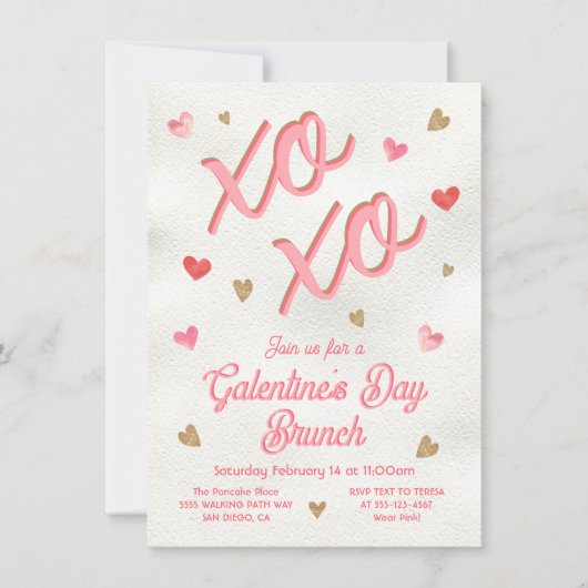 Galentine's Palentine's Day Pannenkoek Hart Brunch Kaart (Voorkant)