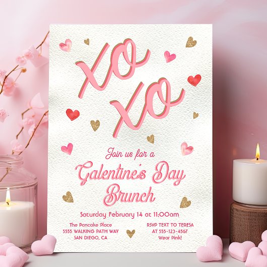 Galentine's Palentine's Day Pannenkoek Hart Brunch Kaart